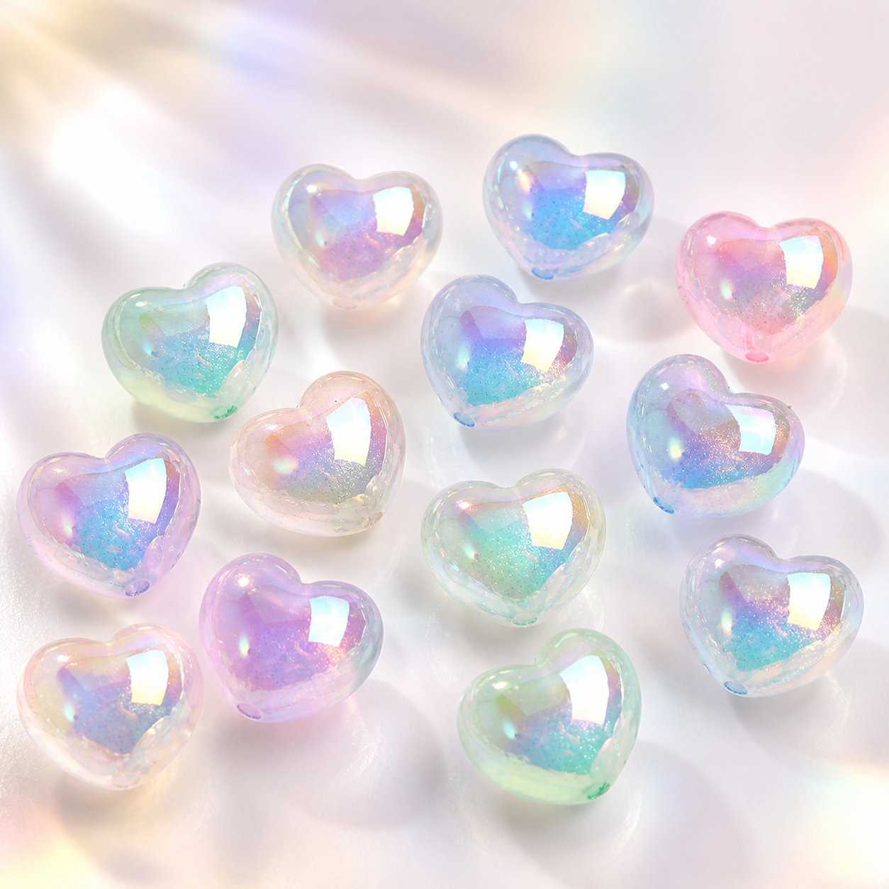 22x19mm Luminous Heart Acrylic Beads with 2.9mm Hole for DIY Jewelry Making & Crafts – product image 1