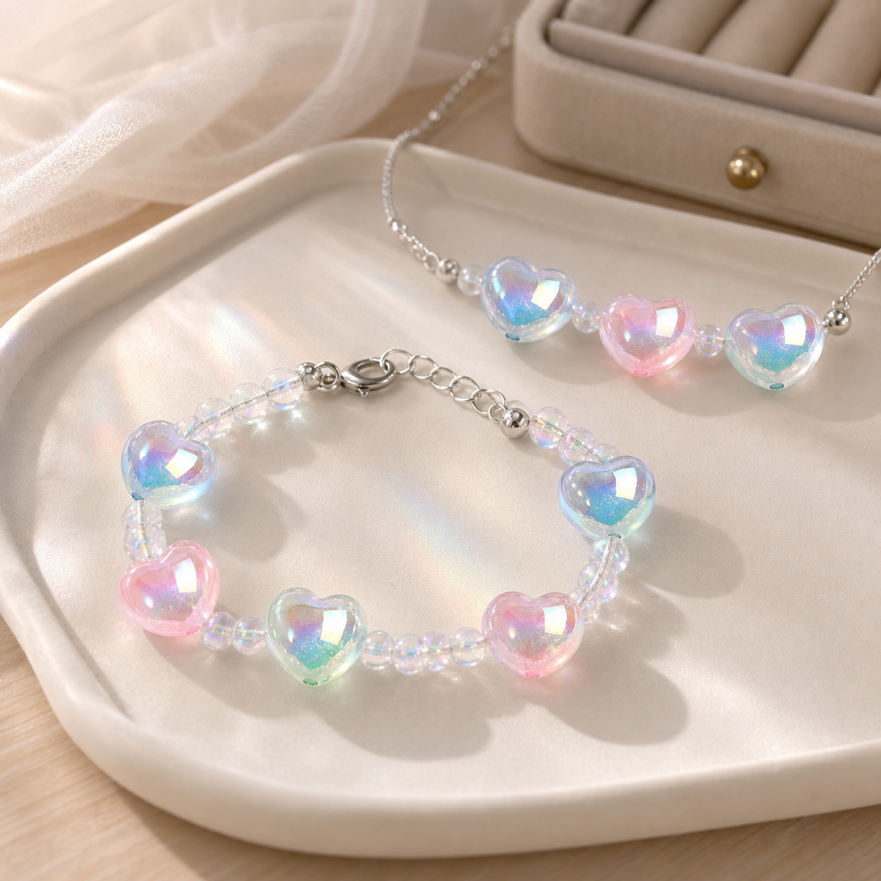 22x19mm Luminous Heart Acrylic Beads with 2.9mm Hole for DIY Jewelry Making & Crafts – product image 2