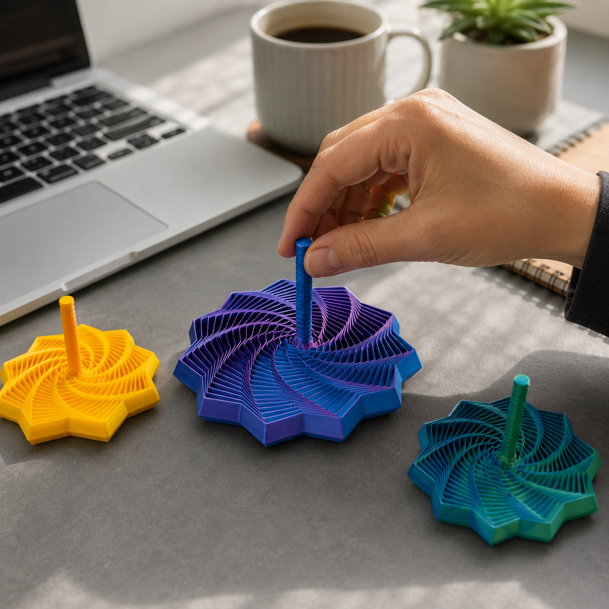 3D Printed Spiral Tower Fidget Spinner – Optical Illusion Stress Relief Toy – product image 2