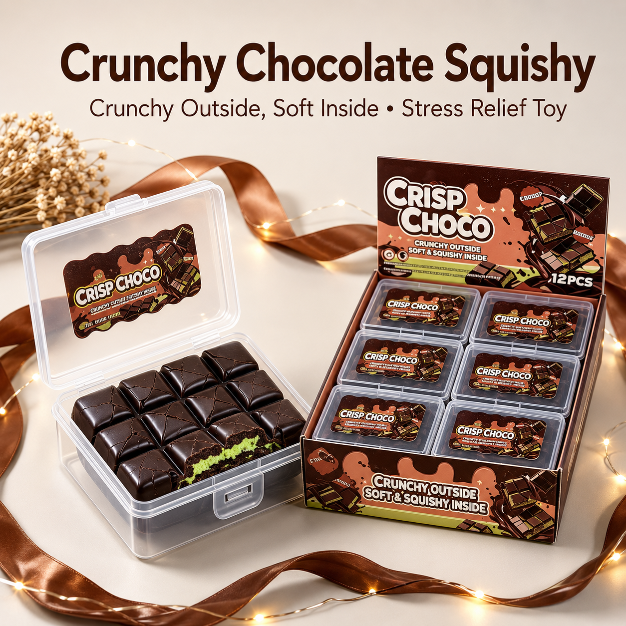 Crispy Chocolate Squishy Toy – Crunchy Sensory Stress Relief Toy – product image 3