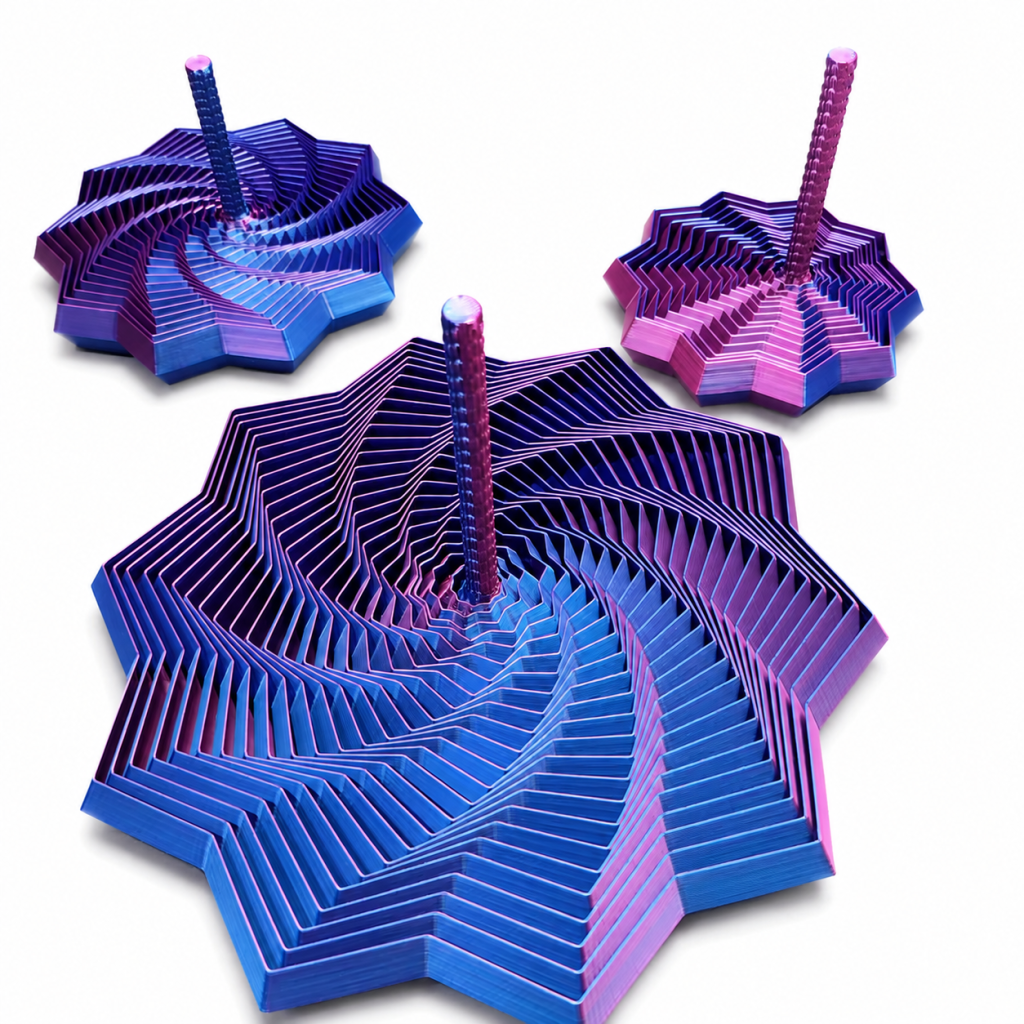 3D Printed Spiral Tower Fidget Spinner – Optical Illusion Stress Relief Toy – product image 1