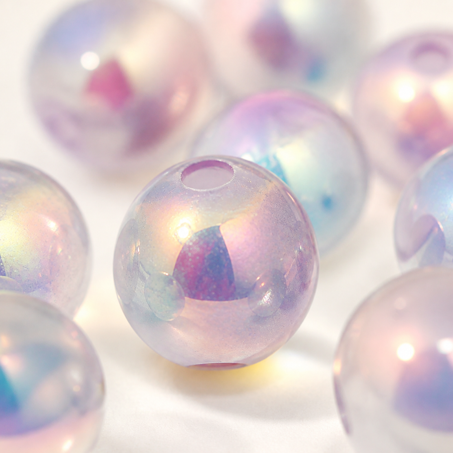 Glow-in-the-Dark Iridescent Acrylic Round Beads for DIY Jewelry, 8–16 mm - material and finish detail