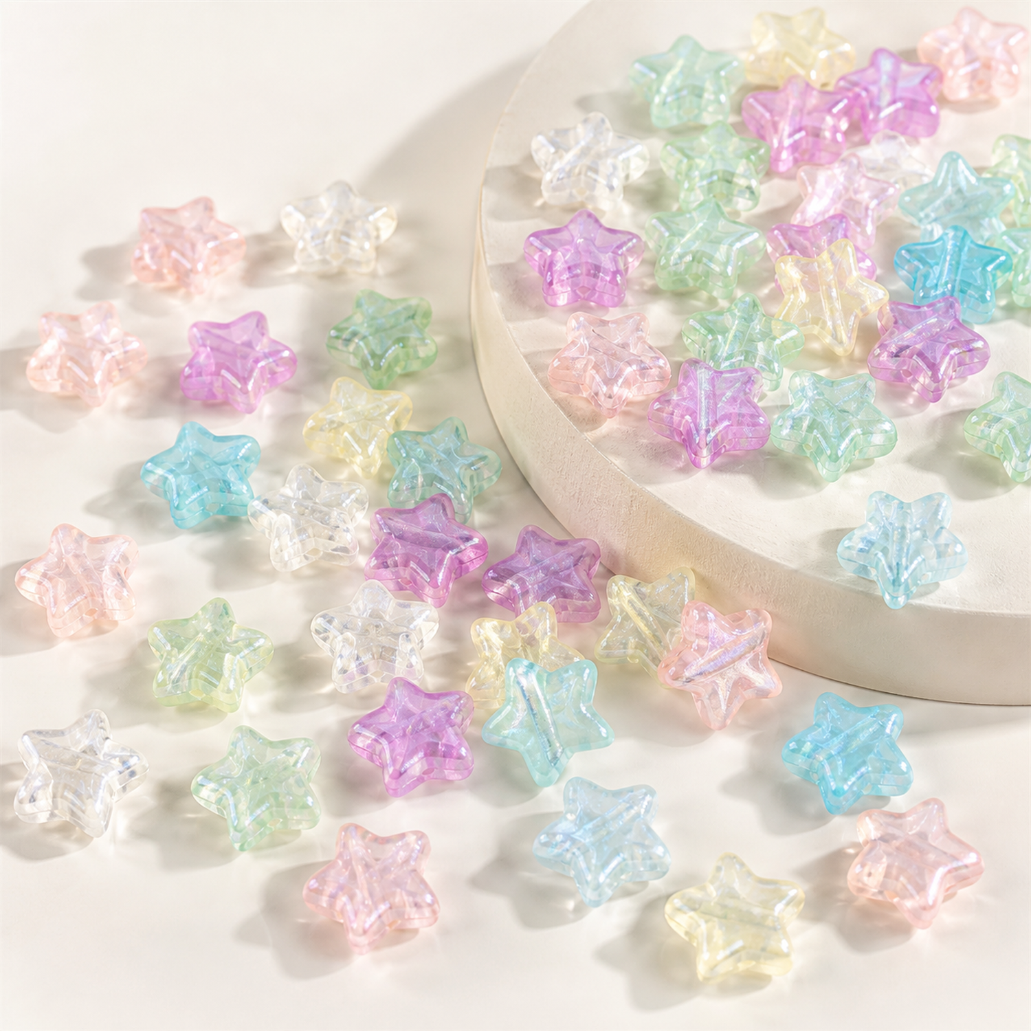 Iridescent Glow Acrylic Star Beads for DIY Phone Straps and Craft Projects, 11 mm - product overview