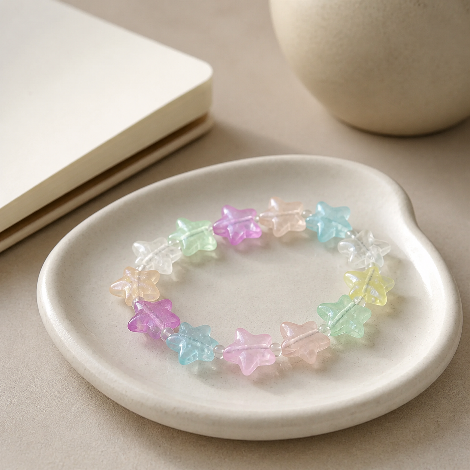 Iridescent Glow Acrylic Star Beads for DIY Phone Straps and Craft Projects, 11 mm - finished handmade accessory example