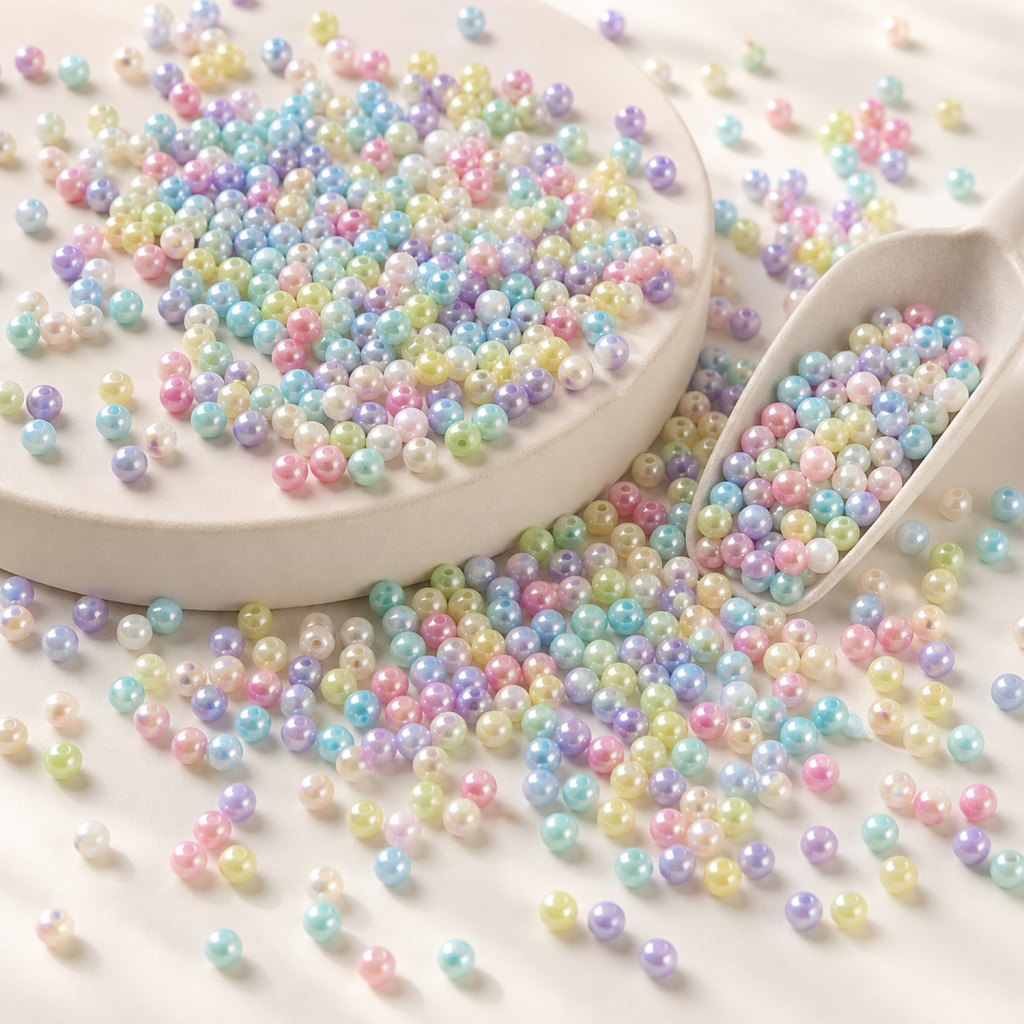 4 mm Glow Acrylic Round Beads in Macaron Colors for DIY Jewelry - product overview