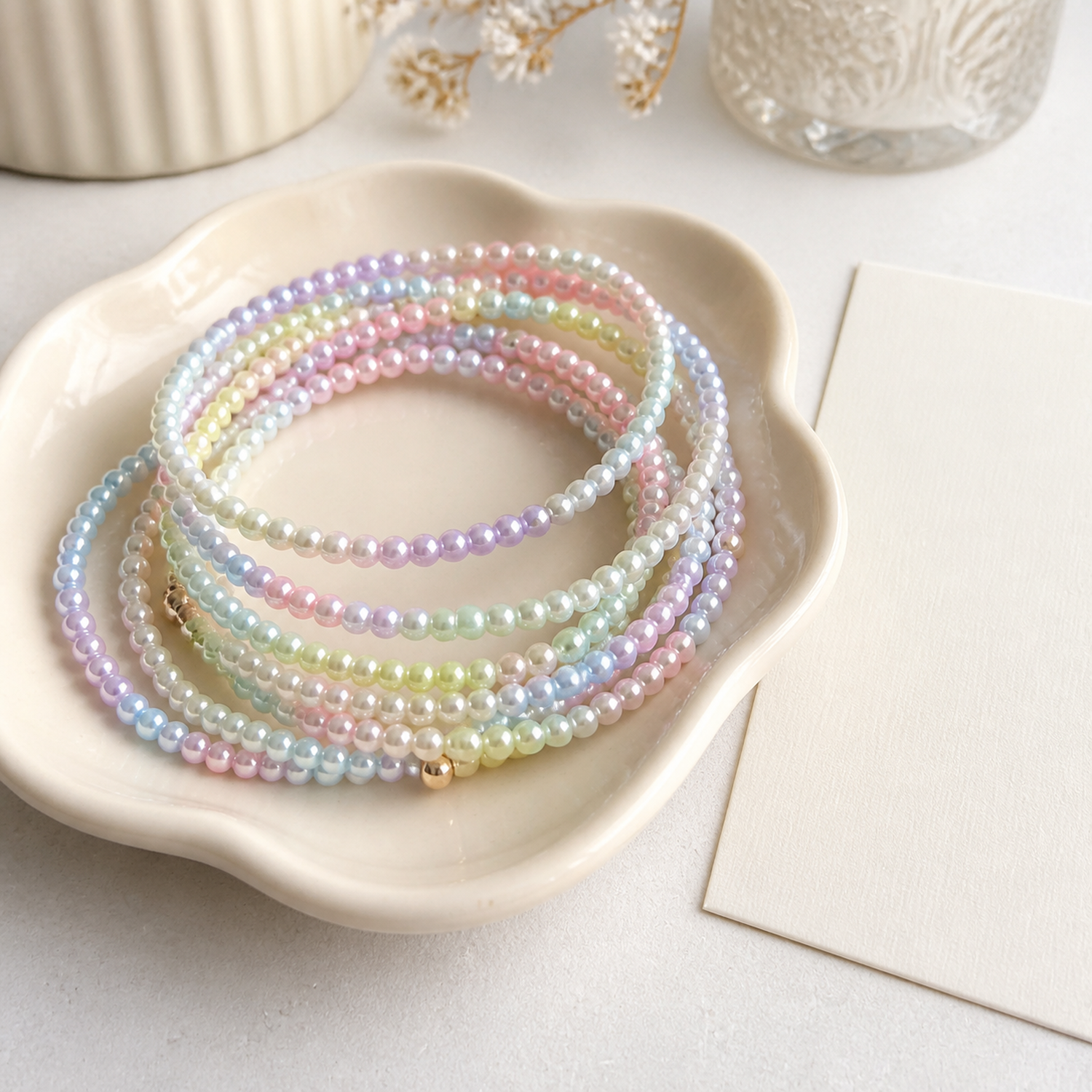 4 mm Glow Acrylic Round Beads in Macaron Colors for DIY Jewelry - finished handmade accessory example