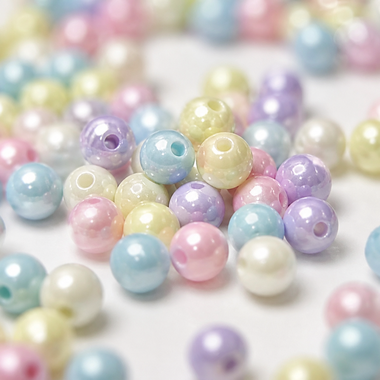 4 mm Glow Acrylic Round Beads in Macaron Colors for DIY Jewelry - material and finish detail