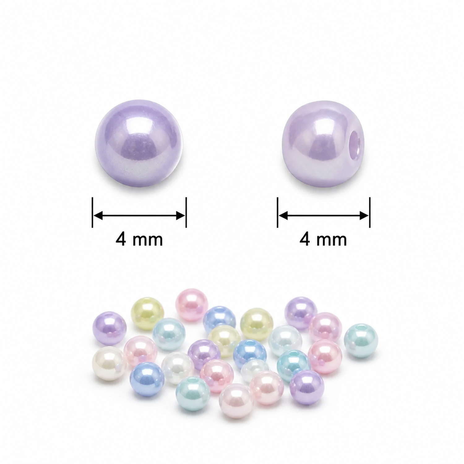 4 mm Glow Acrylic Round Beads in Macaron Colors for DIY Jewelry - size guide