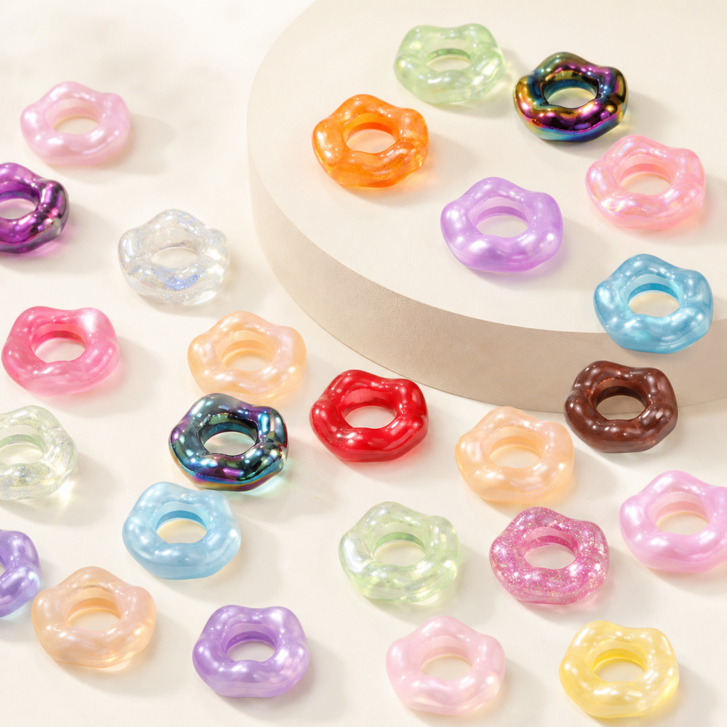 Ruffled Acrylic Spacer Beads for DIY Pens, Phone Straps and Jewelry - product overview
