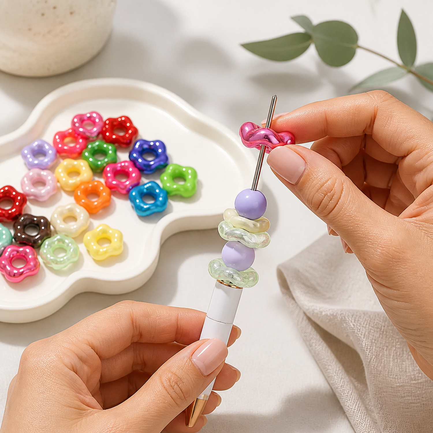 Ruffled Acrylic Spacer Beads for DIY Pens, Phone Straps and Jewelry - DIY threading scene