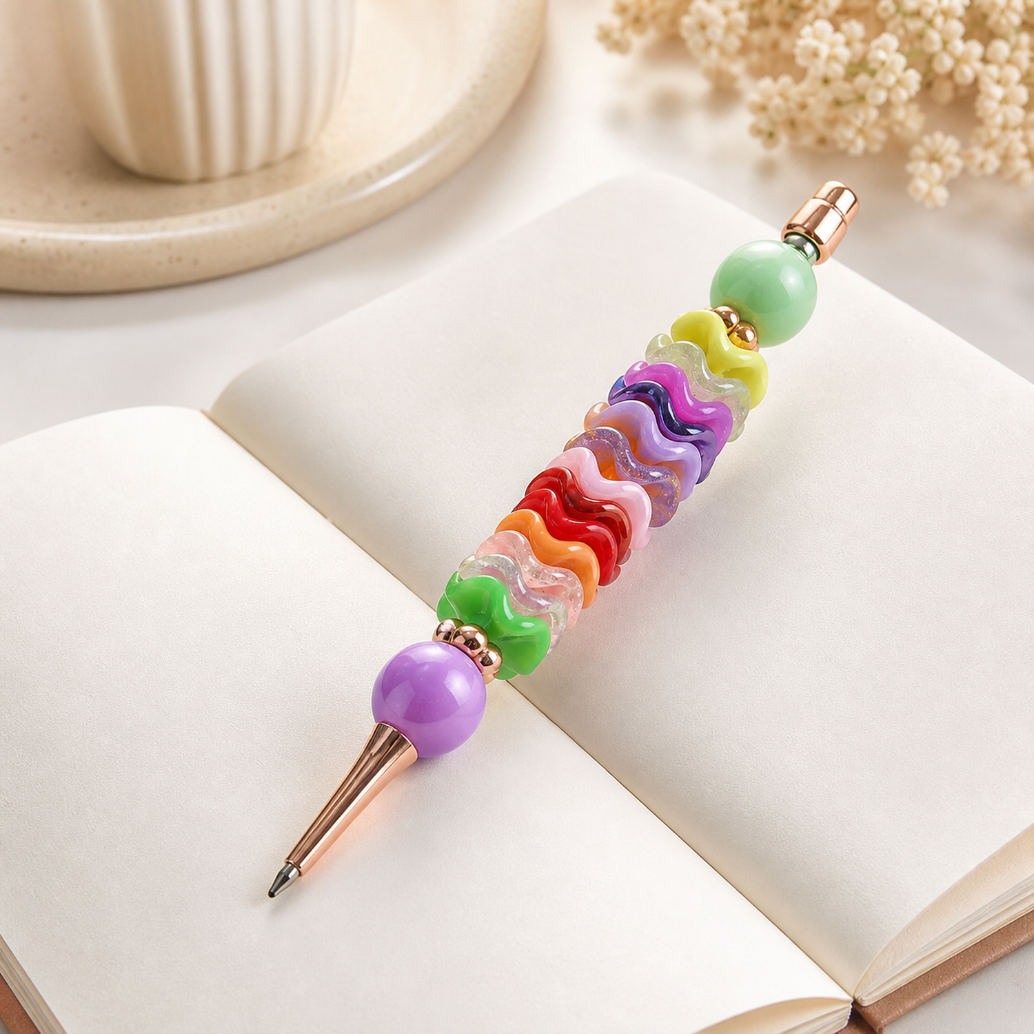 Ruffled Acrylic Spacer Beads for DIY Pens, Phone Straps and Jewelry - finished phone strap example