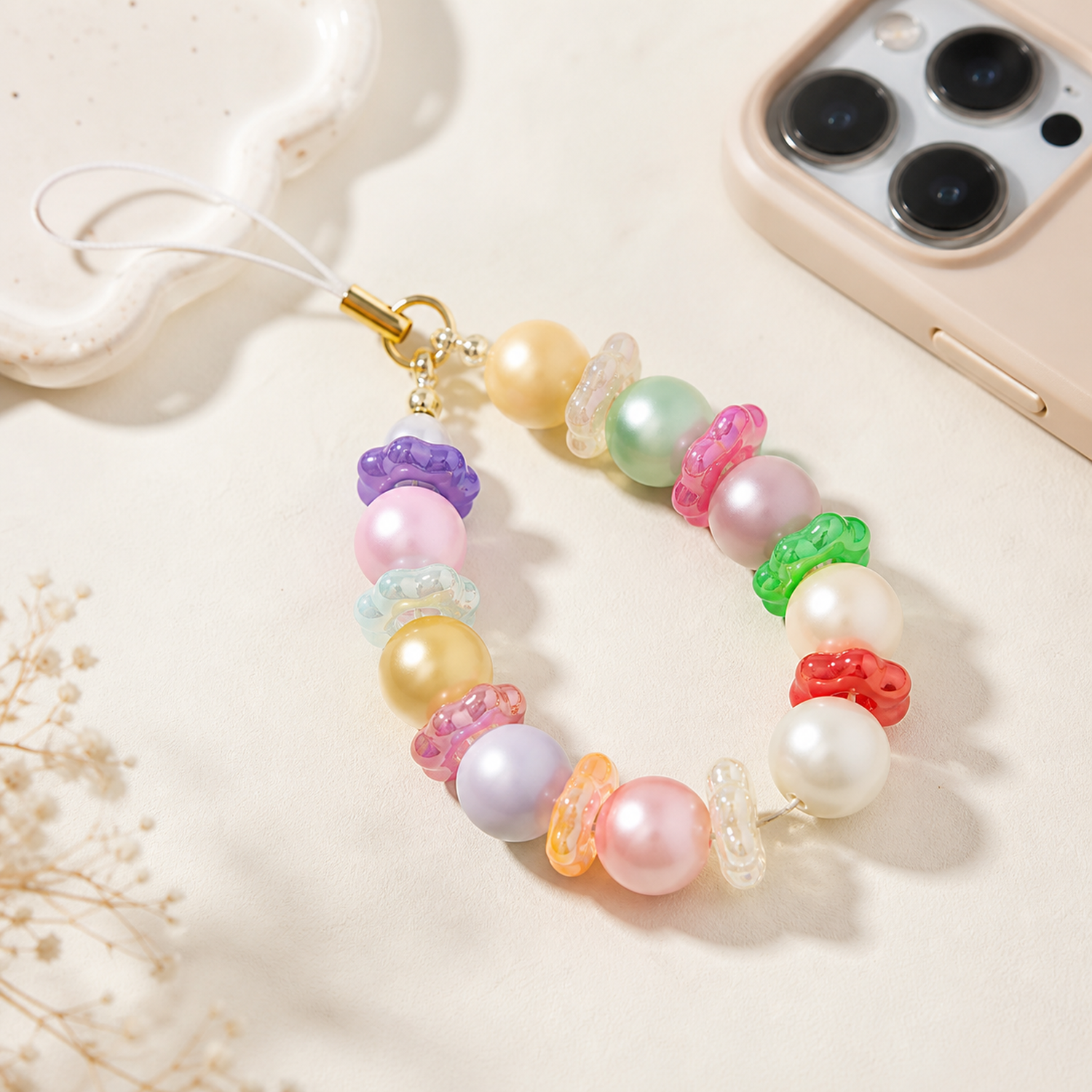 Ruffled Acrylic Spacer Beads for DIY Pens, Phone Straps and Jewelry - finished handmade accessory example