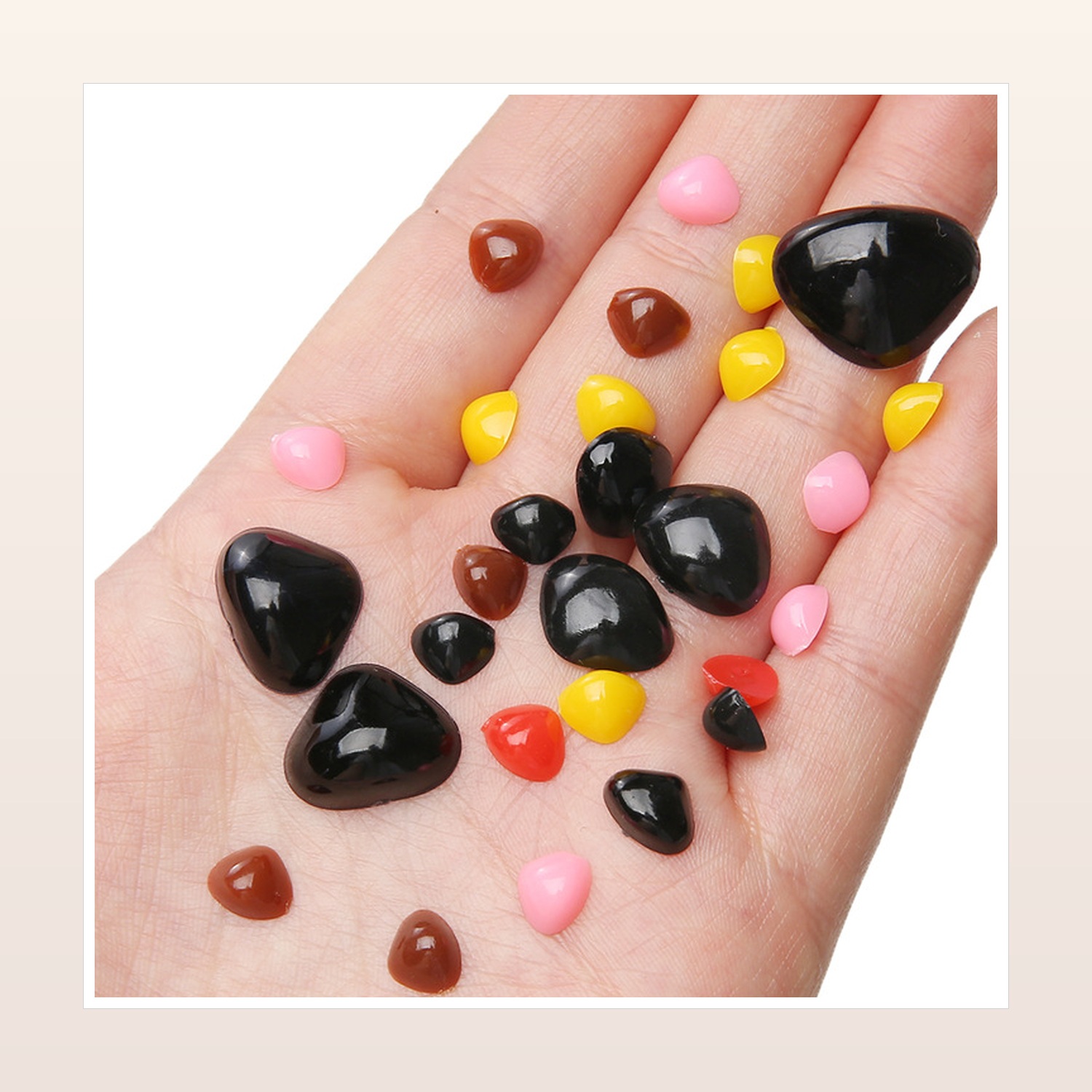 Acrylic Triangle Animal Noses for Plush Toy Making, 6–20 mm — product application view three