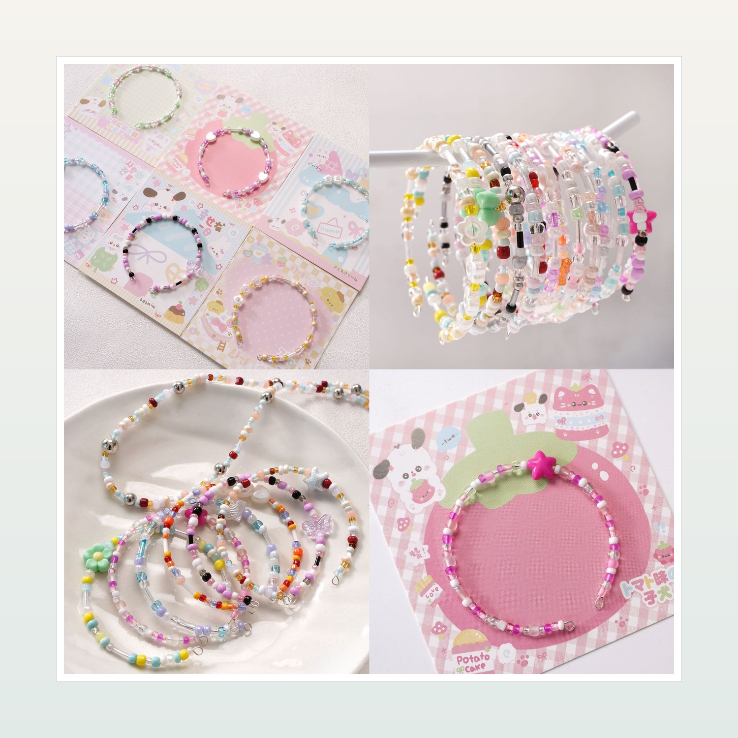 Mixed Glass Seed Beads for DIY Bracelets and Phone Straps, 2–4 mm — product application view one