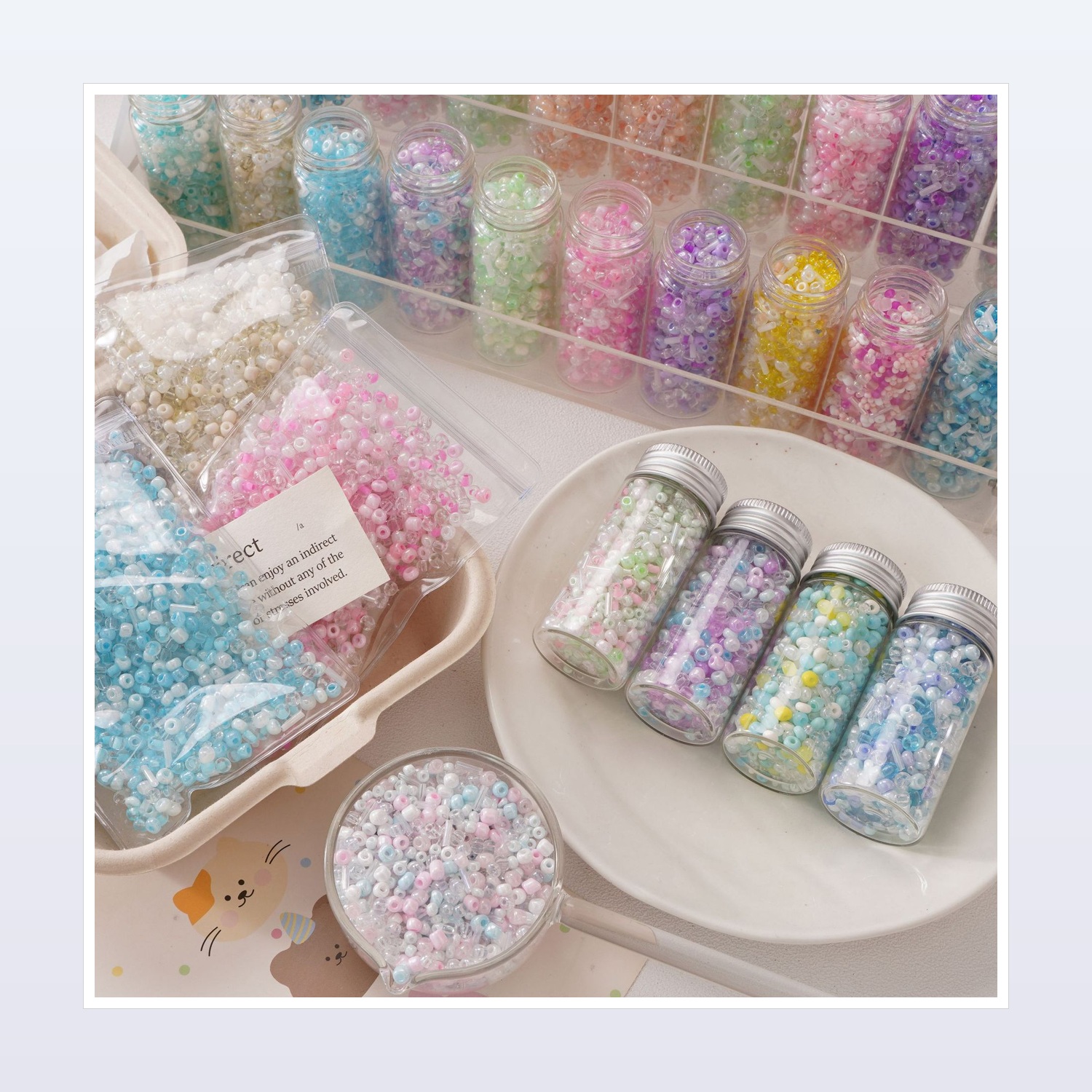 Mixed Glass Seed Beads for DIY Bracelets and Phone Straps, 2–4 mm — product application view two