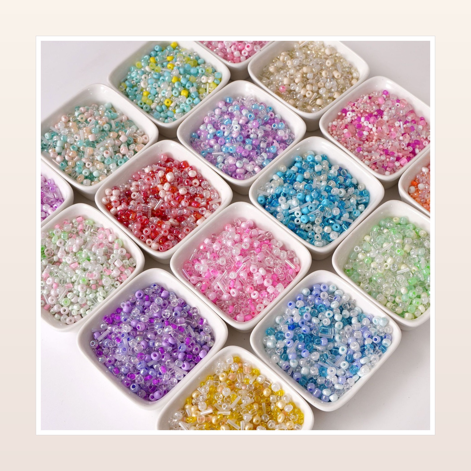 Mixed Glass Seed Beads for DIY Bracelets and Phone Straps, 2–4 mm — product application view three