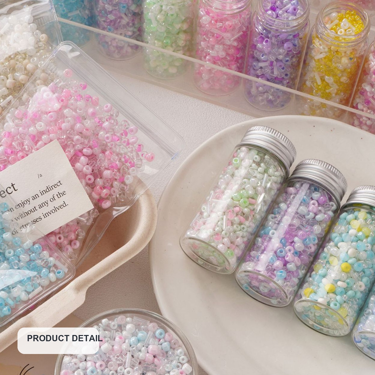 Mixed Glass Seed Beads for DIY Bracelets and Phone Straps, 2–4 mm — product detail view two