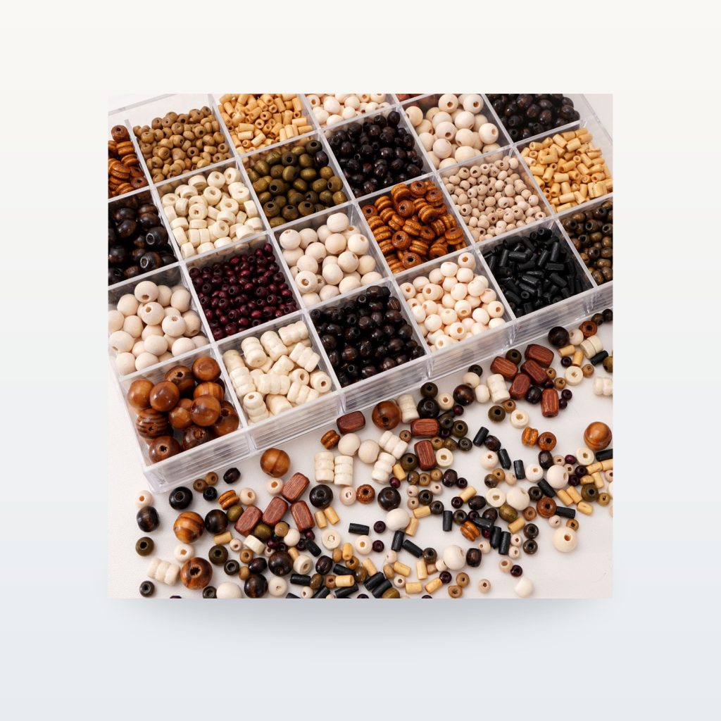 Vintage Mixed Wooden Round and Tube Beads for DIY Jewelry, 3–10 mm — product overview