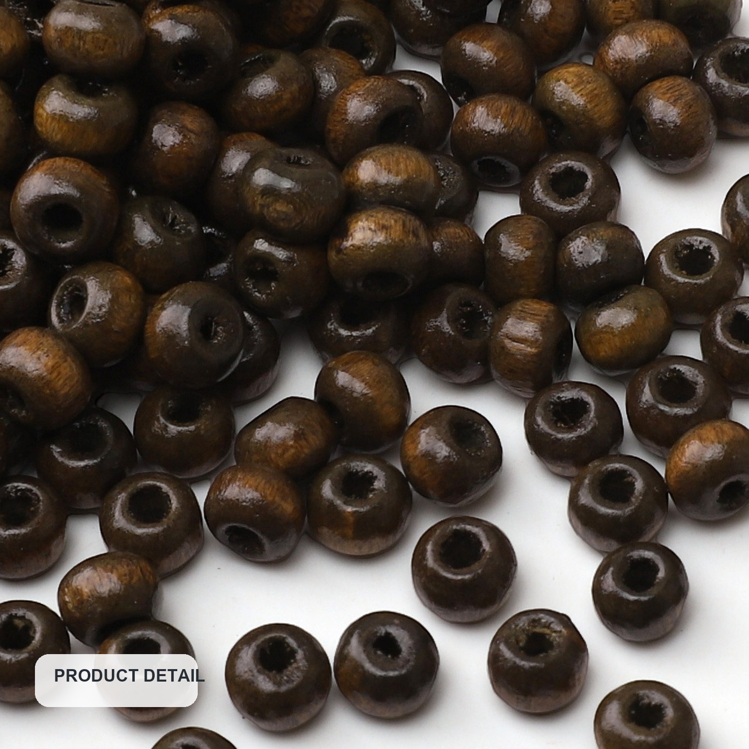 Vintage Mixed Wooden Round and Tube Beads for DIY Jewelry, 3–10 mm — product detail view two