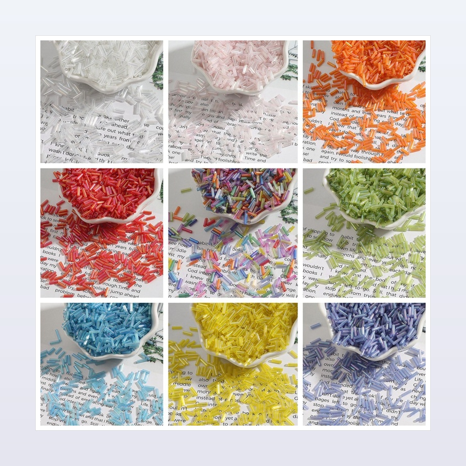 Iridescent Glass Bugle Beads for DIY Jewelry Making, 2 × 7 mm — product application view two