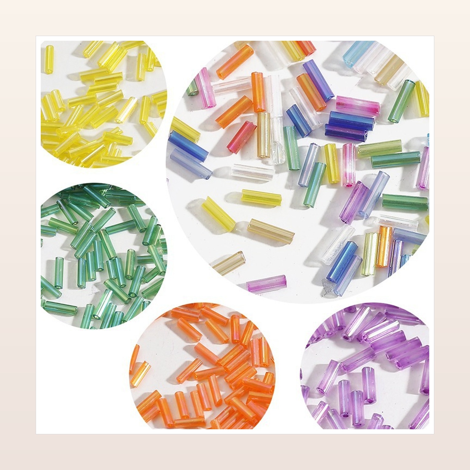 Iridescent Glass Bugle Beads for DIY Jewelry Making, 2 × 7 mm — product application view three