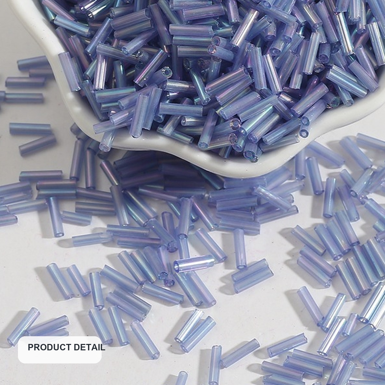 Iridescent Glass Bugle Beads for DIY Jewelry Making, 2 × 7 mm — product detail view one