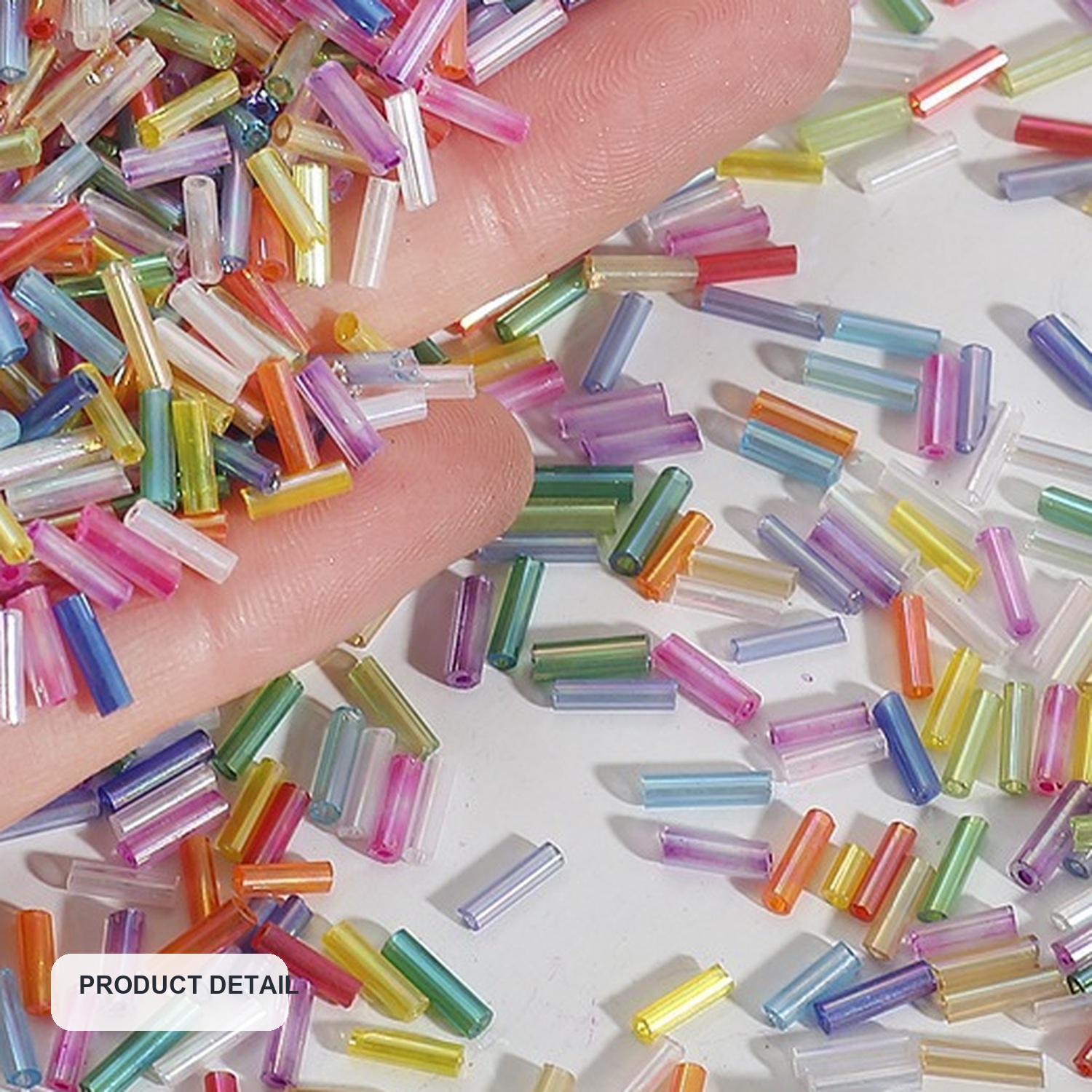 Iridescent Glass Bugle Beads for DIY Jewelry Making, 2 × 7 mm — product detail view two