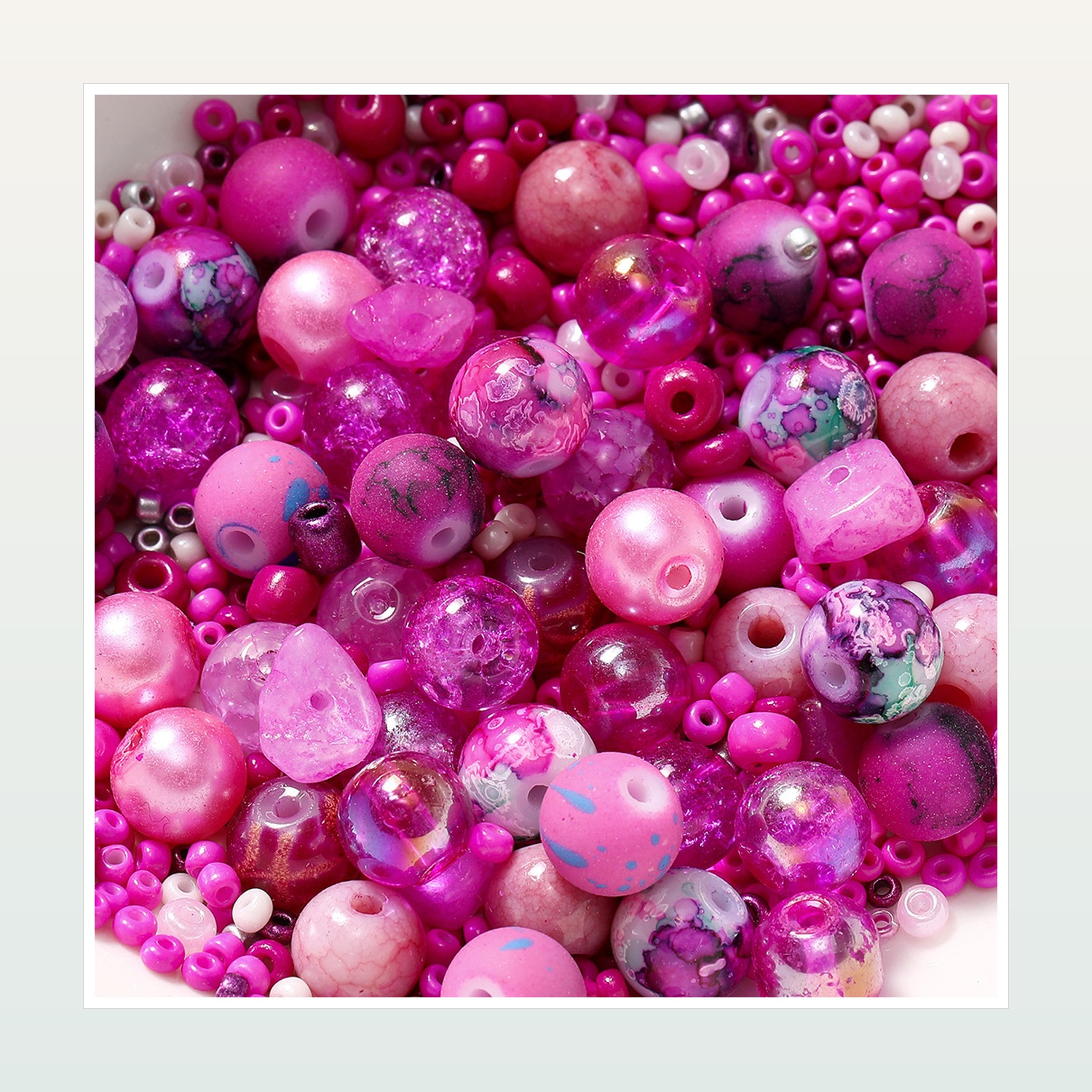 Mixed-Color Acrylic Bead Assortment for DIY Jewelry, 2–8 mm — product application view one