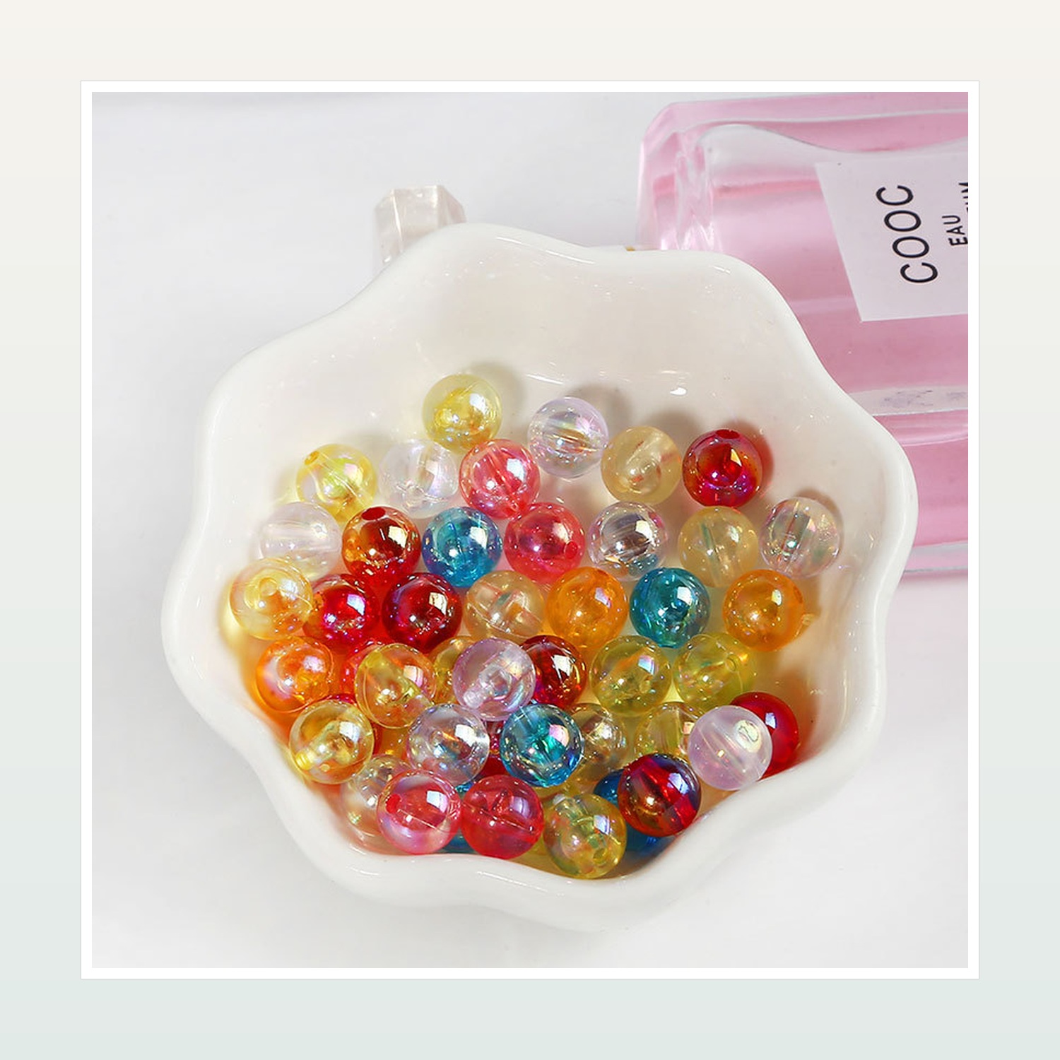 Iridescent AB Acrylic Round Beads for DIY Jewelry, 6–12 mm — product application view one