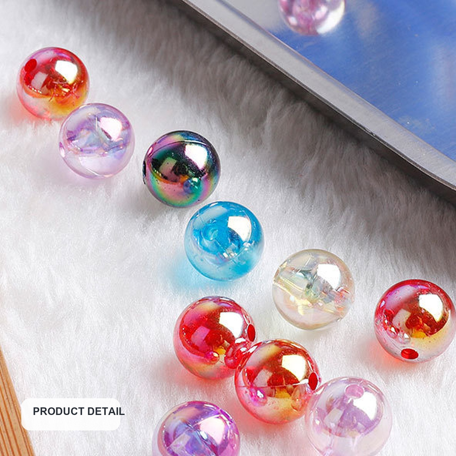 Iridescent AB Acrylic Round Beads for DIY Jewelry, 6–12 mm — product detail view one