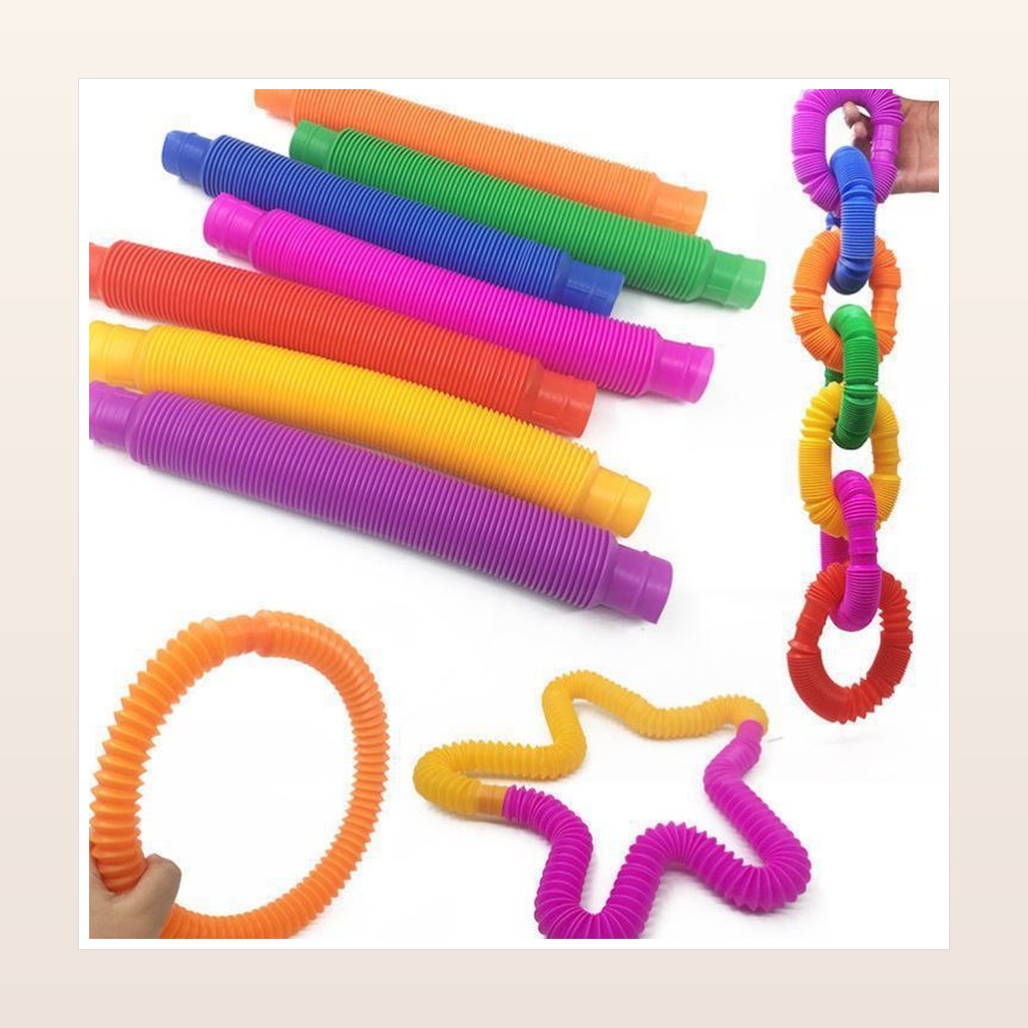 Mini Colorful Pop Tubes Sensory Toy Set, 19–29 mm Diameter — product application view three