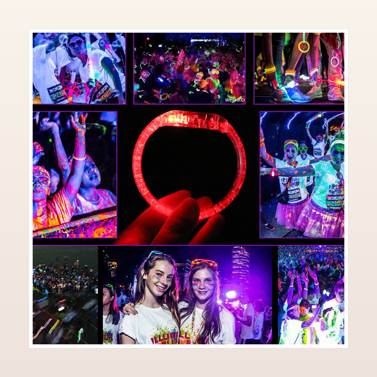 Acrylic LED Light-Up Bracelets for Events, 6.8 cm Diameter — product application view three