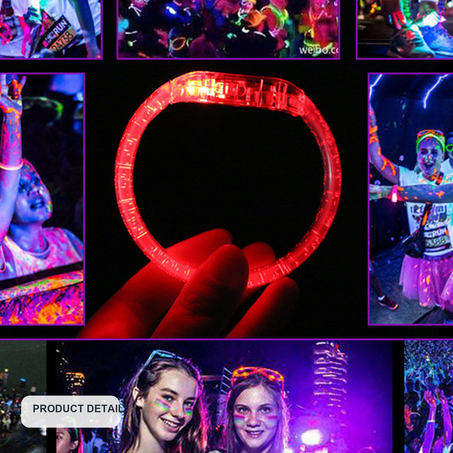 Acrylic LED Light-Up Bracelets for Events, 6.8 cm Diameter — product detail view two