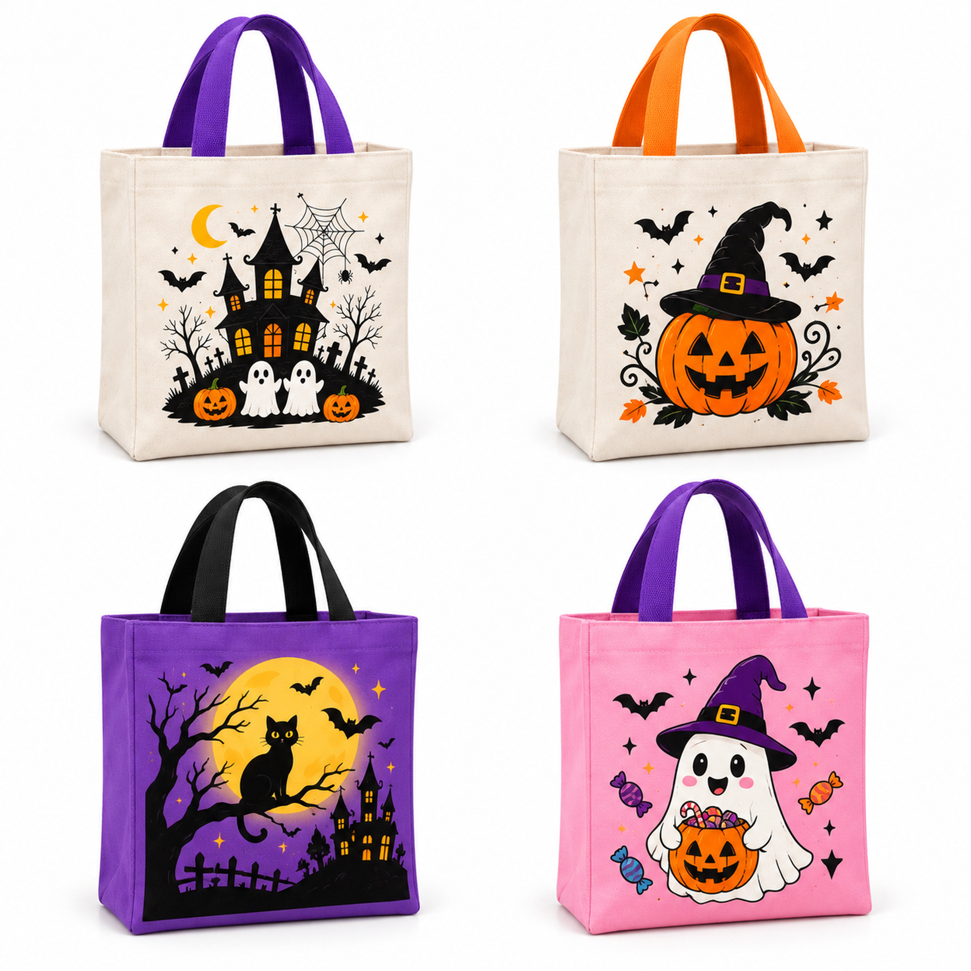 Custom Halloween Canvas Gift Tote available styles and colors
