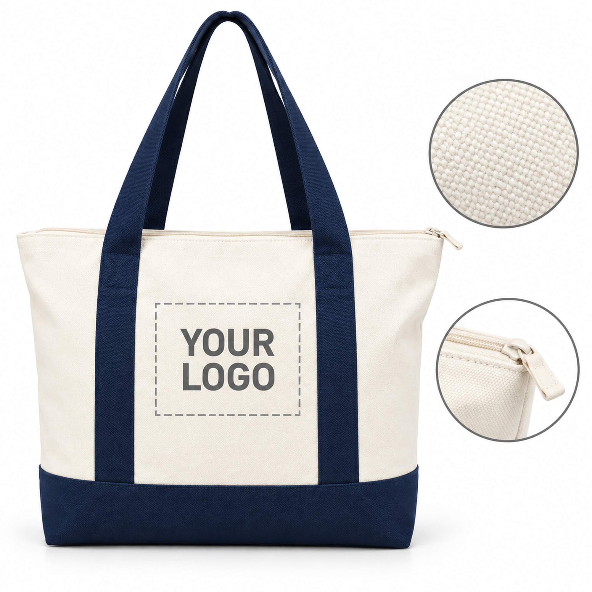 Color-Block Zipper Shoulder Tote customization area