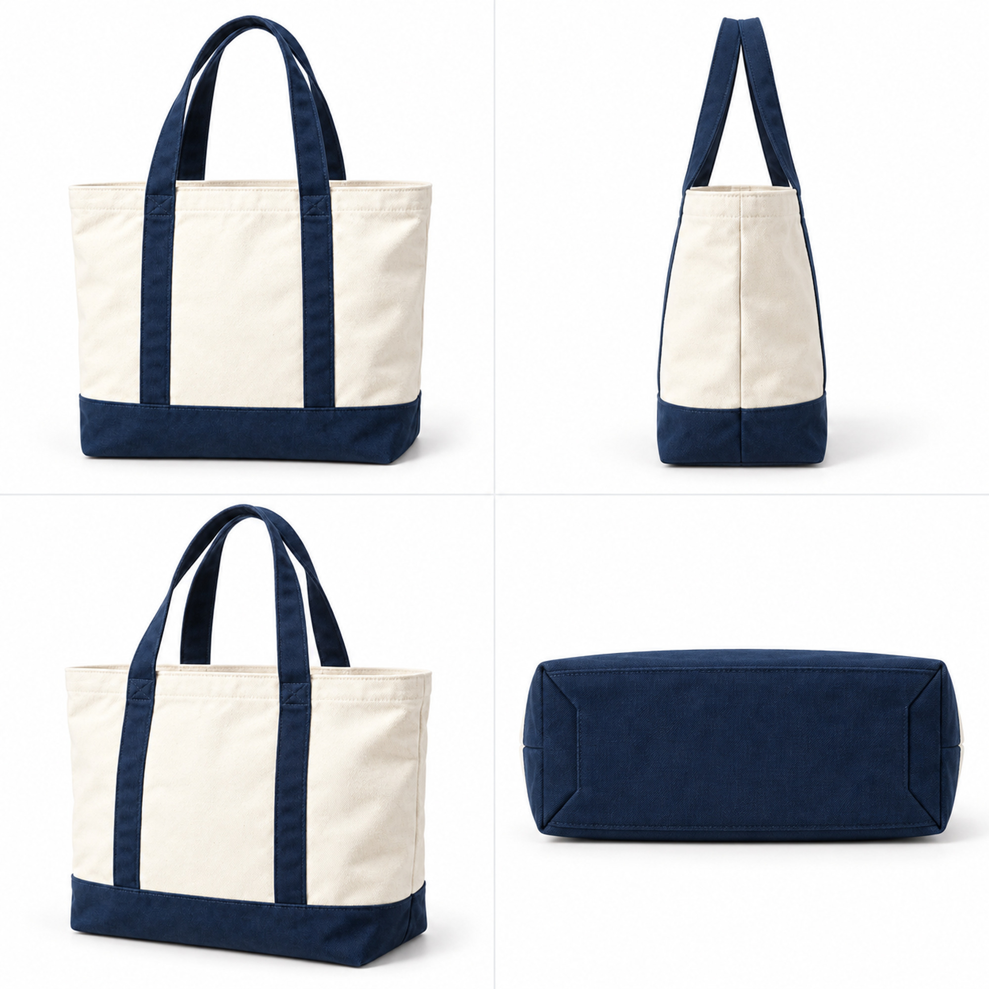 Custom Patchwork Canvas Tote Bag structure and profile views