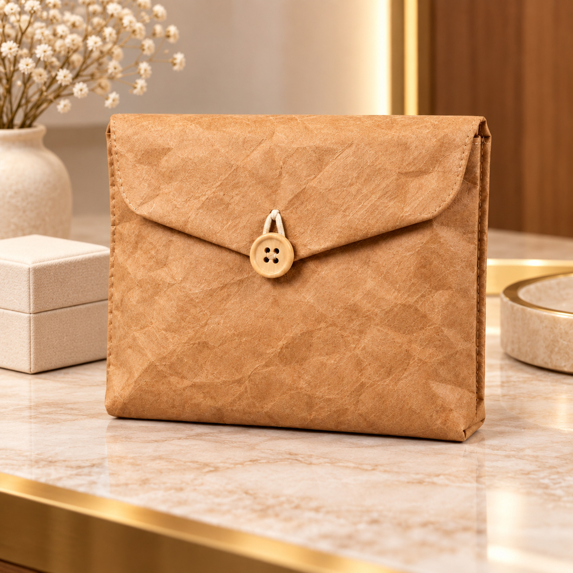 Paper-Textured Fold-Over Envelope Pouch application view