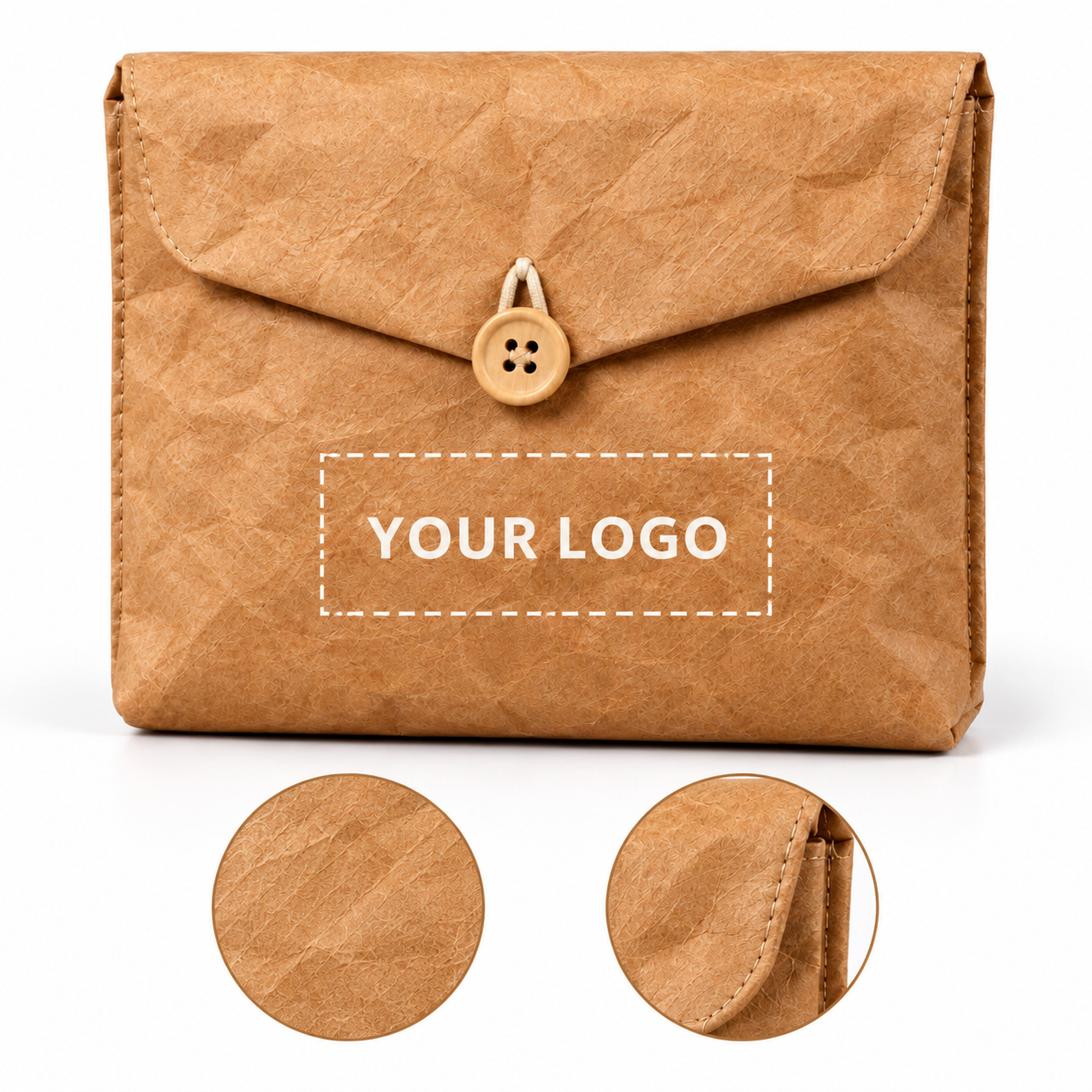 Paper-Textured Fold-Over Envelope Pouch customization area
