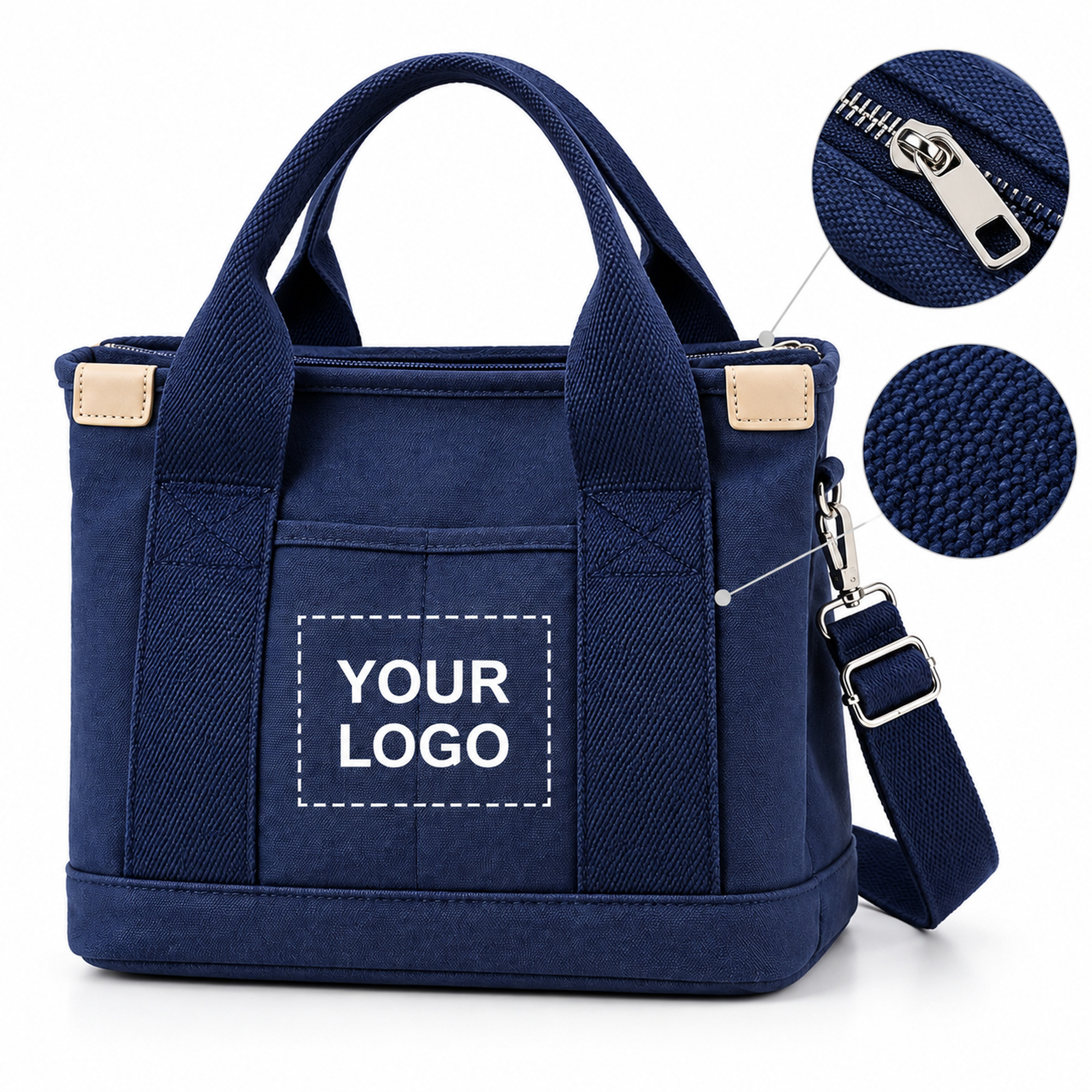 Custom Multi-Pocket Canvas Lunch Bag customization area