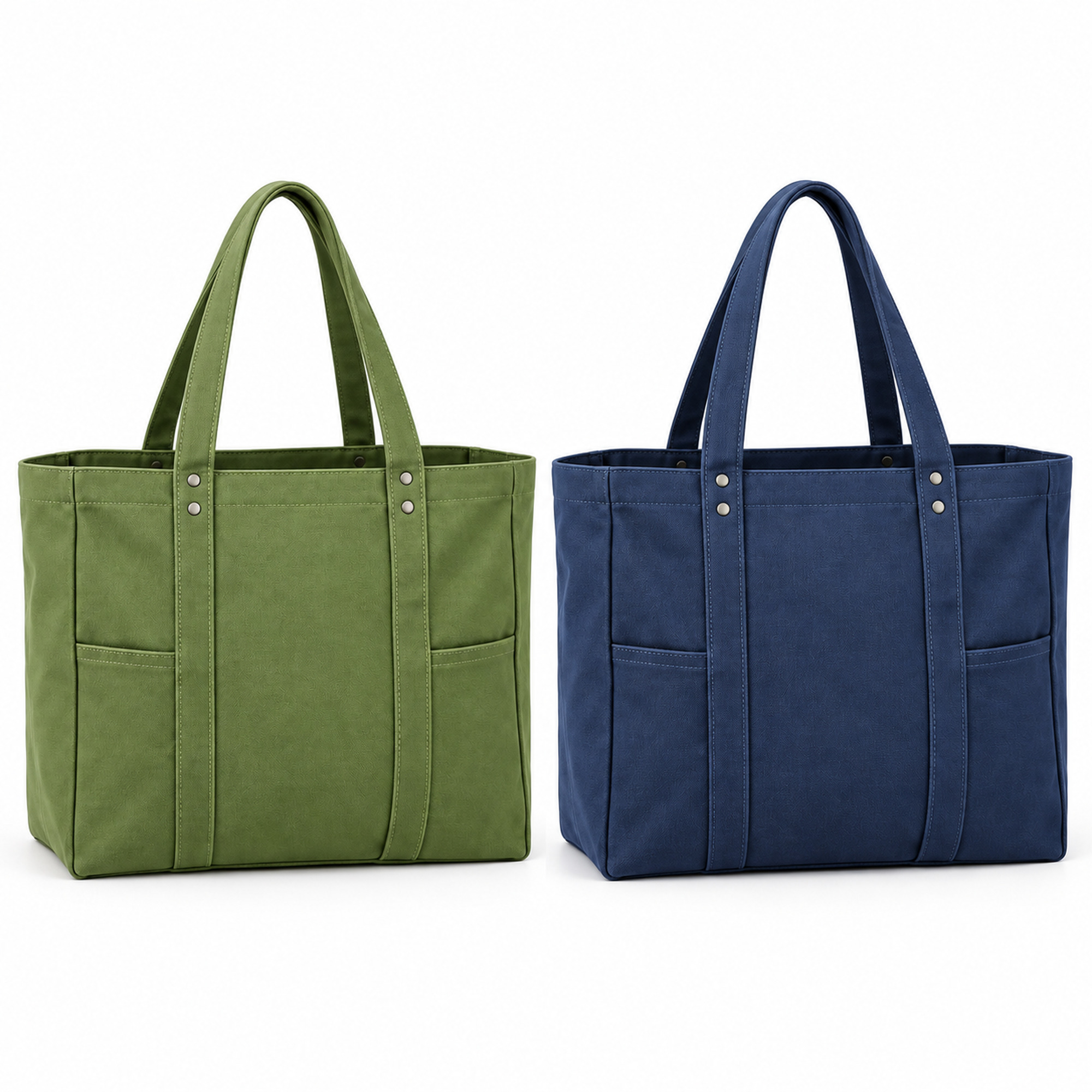 Large Multi-Pocket Canvas Shoulder Tote available styles and colors