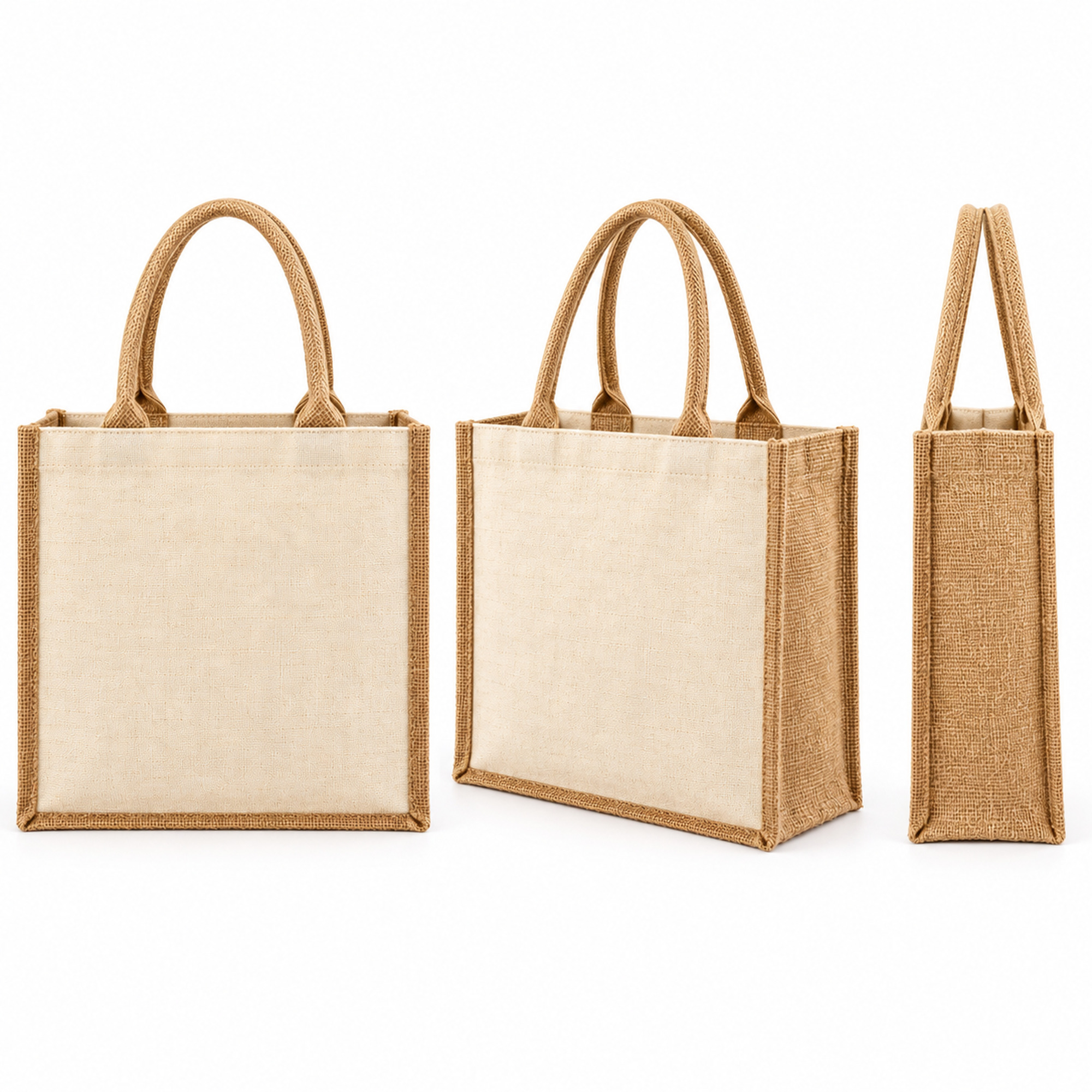 Custom Structured Jute Tote Bag available styles and colors