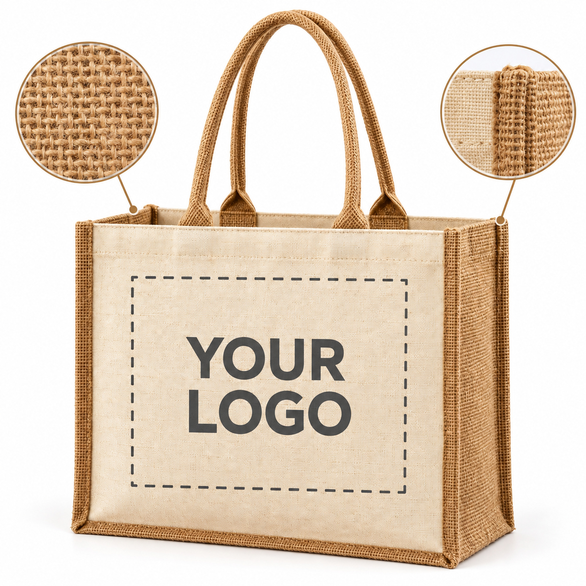 Custom Structured Jute Tote Bag customization area