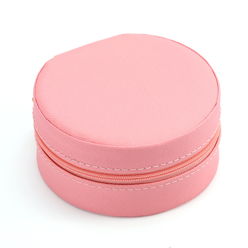 Round Zippered Travel Jewelry Case available finish view