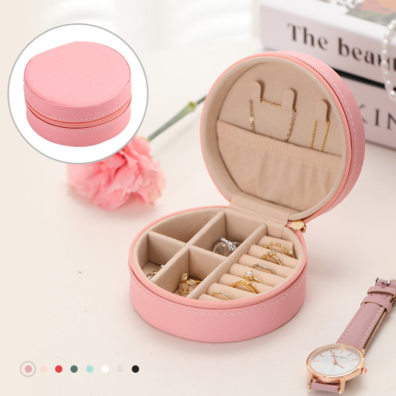 Round Zippered Travel Jewelry Case additional product view