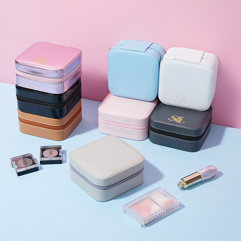 Compact Square Zippered Jewelry Case front and overall view