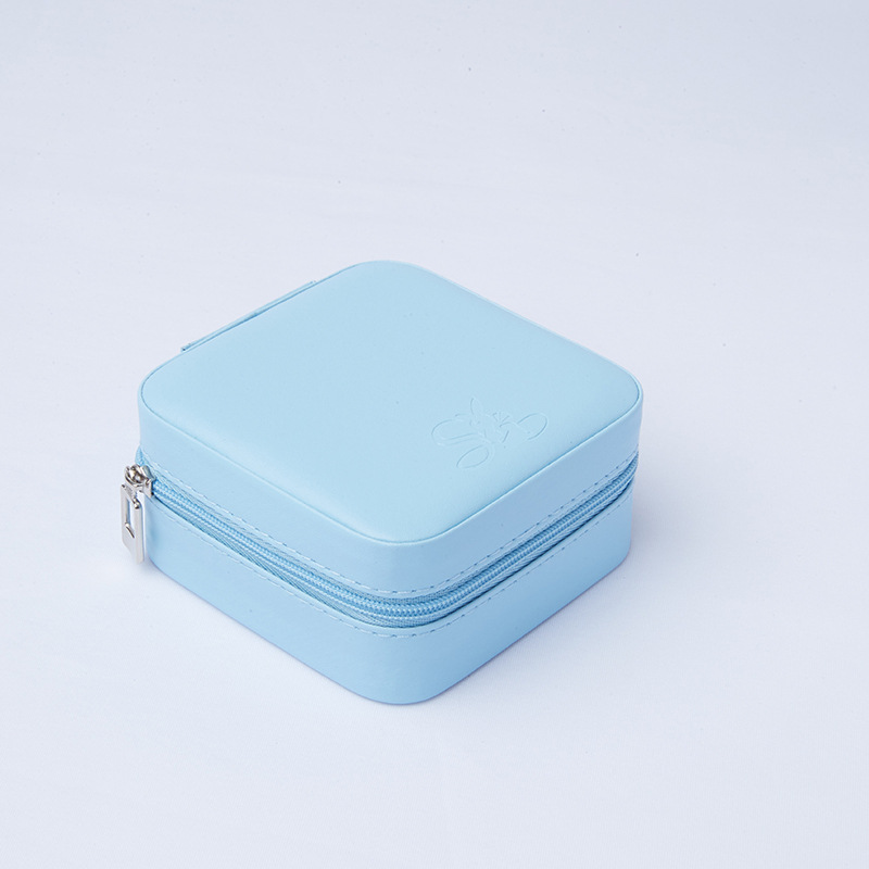 Compact Square Zippered Jewelry Case open interior layout