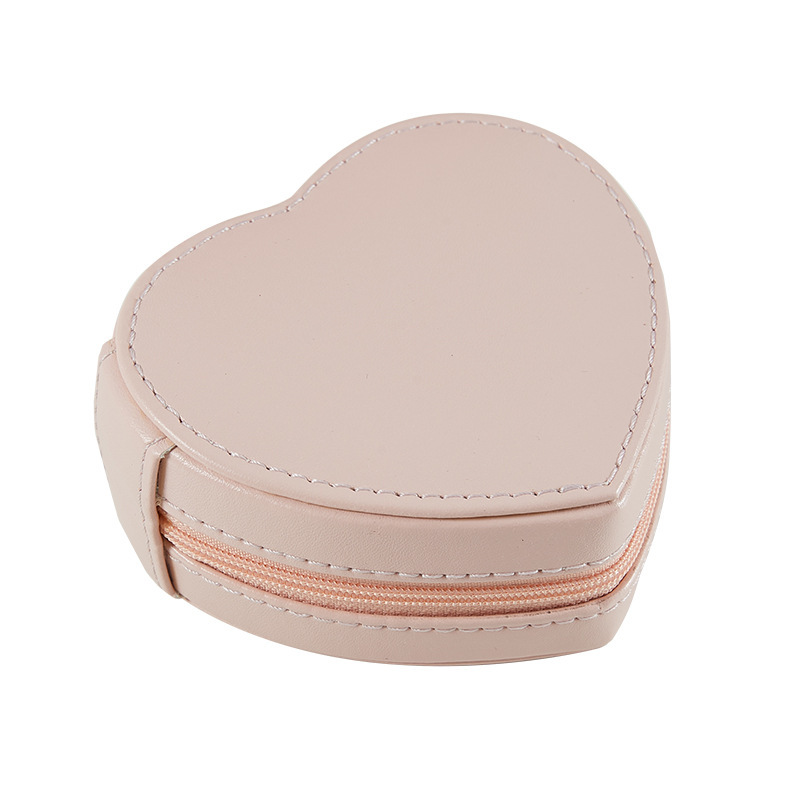 Heart-Shaped Zippered Jewelry Case storage configuration