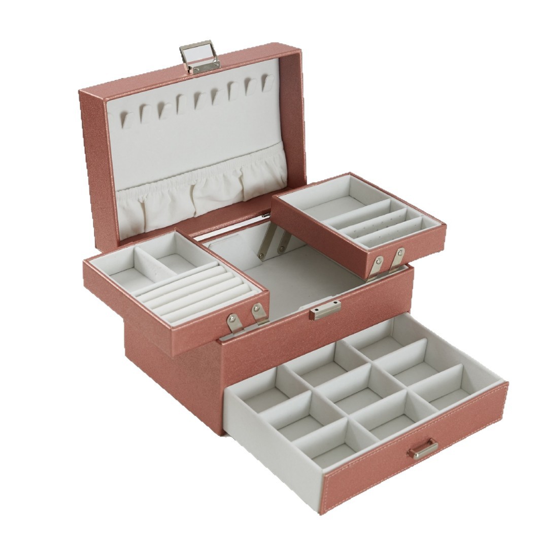 Three-Drawer Large Jewelry Storage Box available finish view