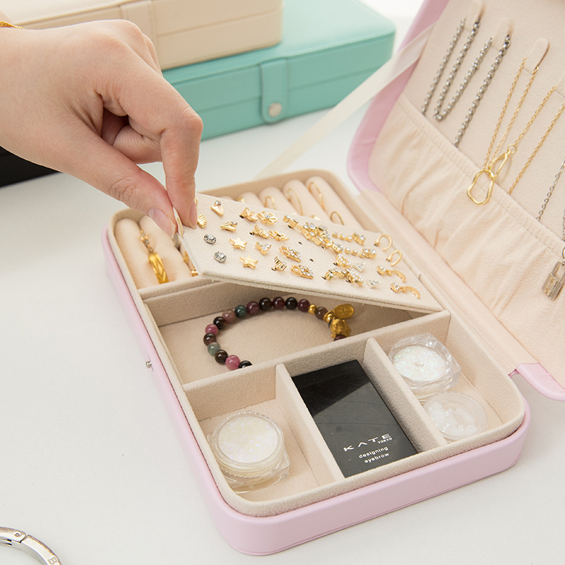 Flat Rectangular Jewelry Organizer with Mirror jewelry compartment details