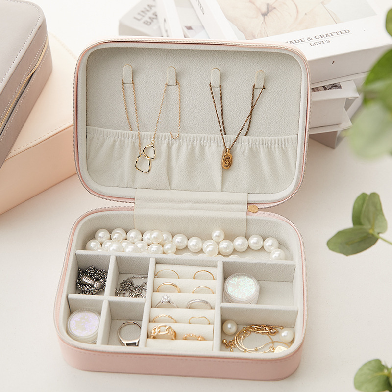 Double-Layer Rectangular Jewelry Organizer open interior layout